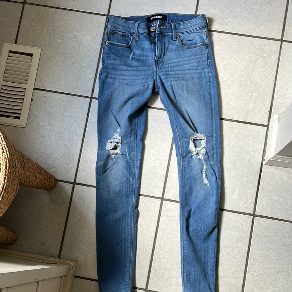 Blue Distressed Women's Jeans